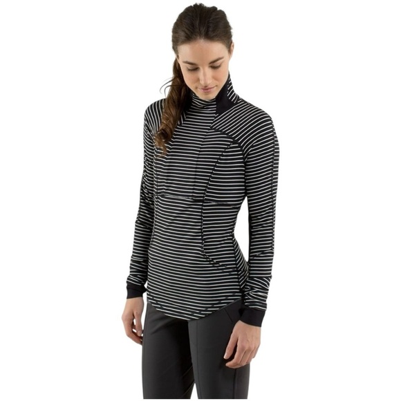 Lululemom Athletica Women’s Base Runner Half Zip Black and White Size 8 - Picture 1 of 10